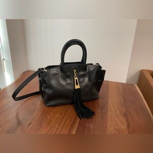 Black Leather Bag with Gold Accent - Brian Atwood